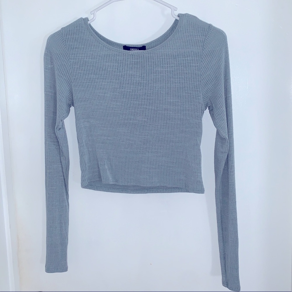 Forever 21 thin long sleeved turquoise crop top